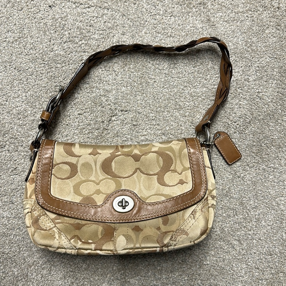 Coach small shoulder bag. Tan & brown